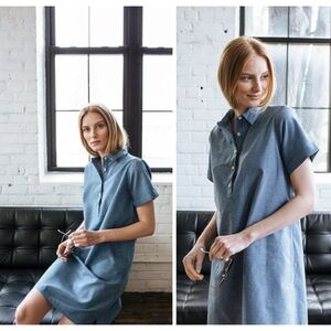 Tradlands Blue Denim Solana Short Sleeve Shirt Dress